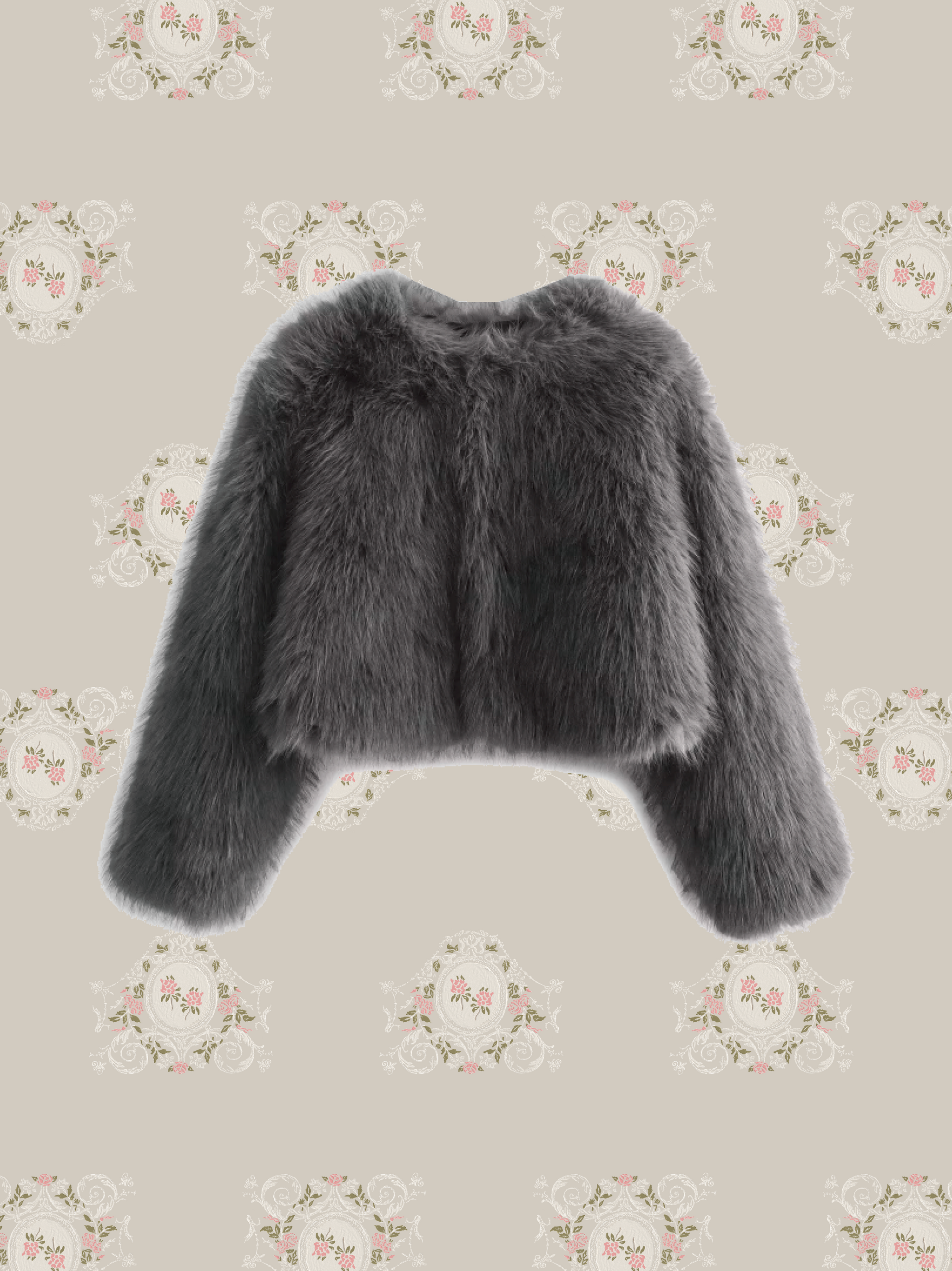 Gray Shearling Faux Fur Coat グレー シアリング フェイクファー コート