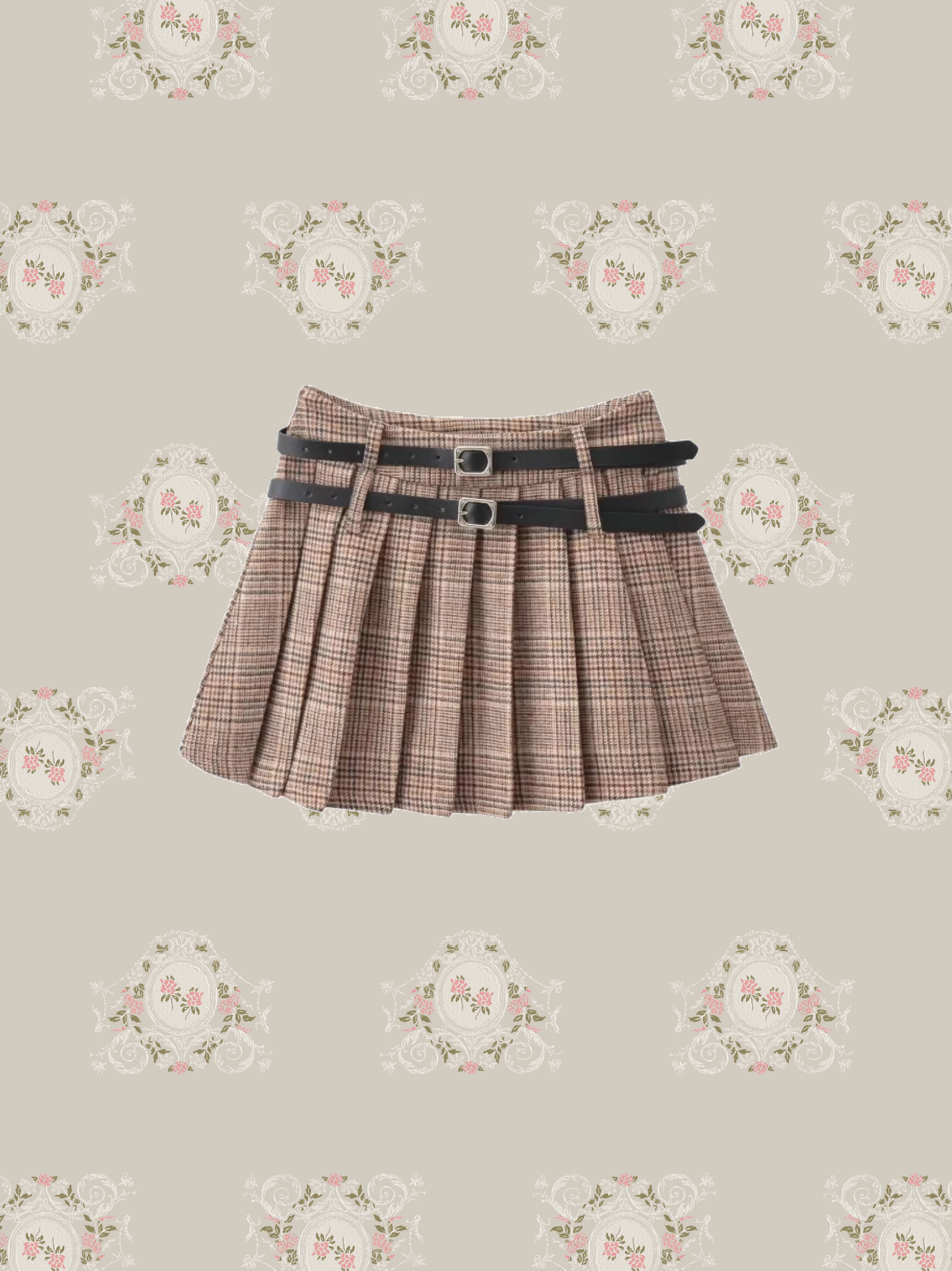 Double Belt Pleats Short Skirt ダブルベルトプリーツショートスカート