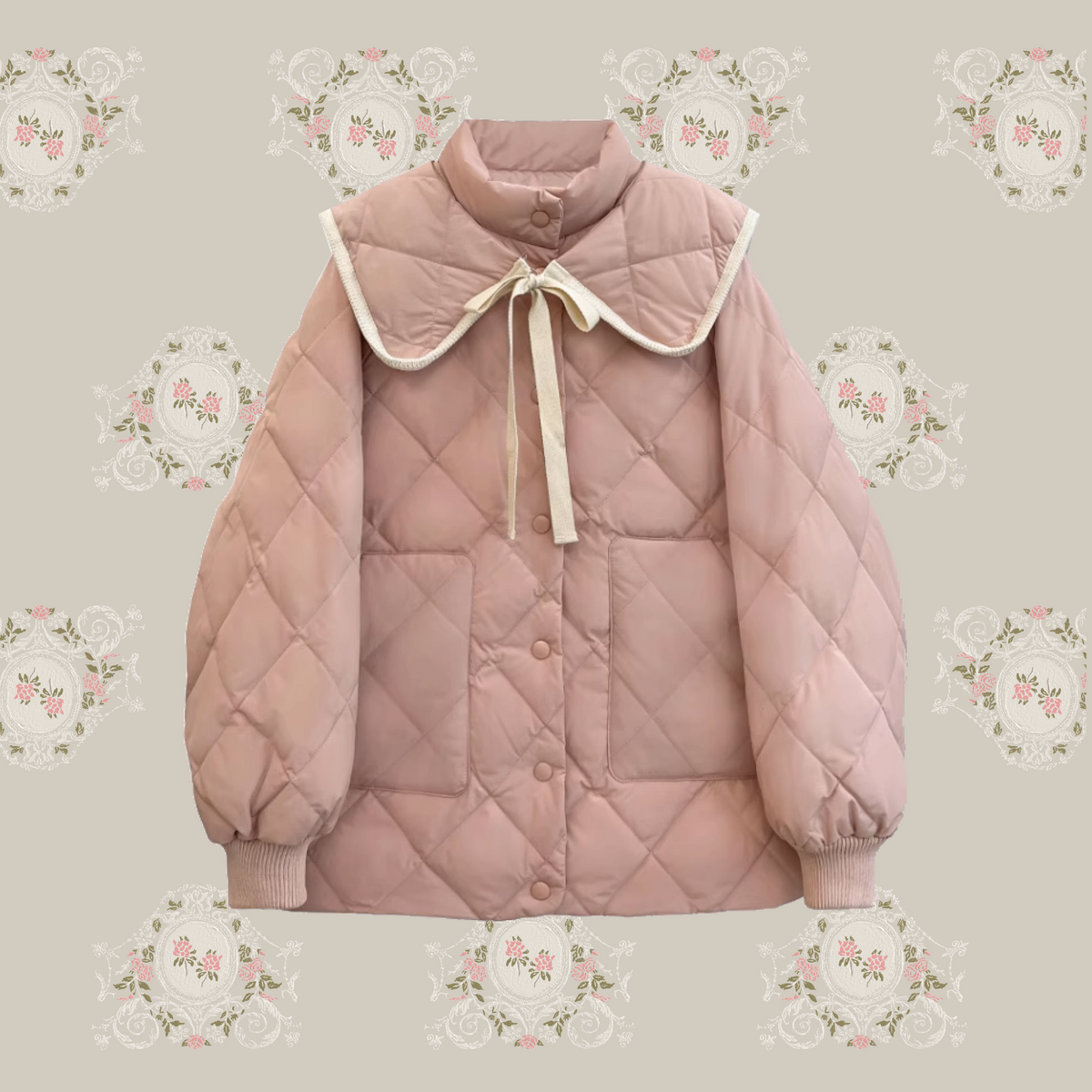 Quilted Lace Ribbon Down Jacket キルティングレースリボンジャケット-