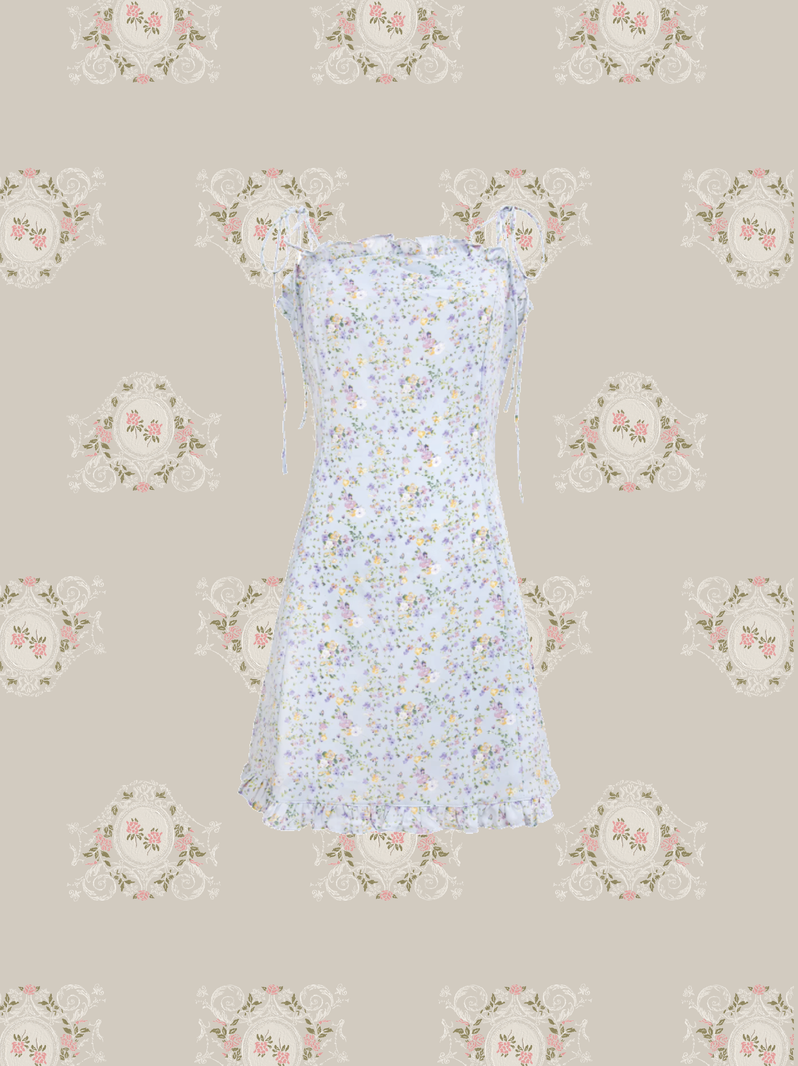 French Floral One Piece With Turban ターバン付きフレンチフラワーワンピース
