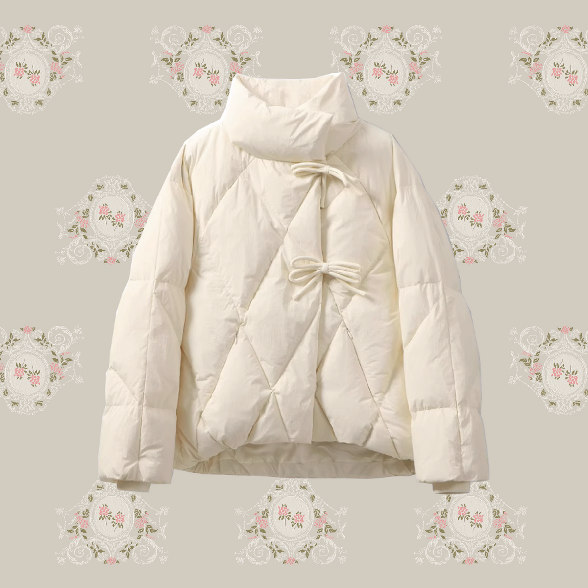 Quilting Ribbon Puffer Duck Down Jacket キルティングリボン