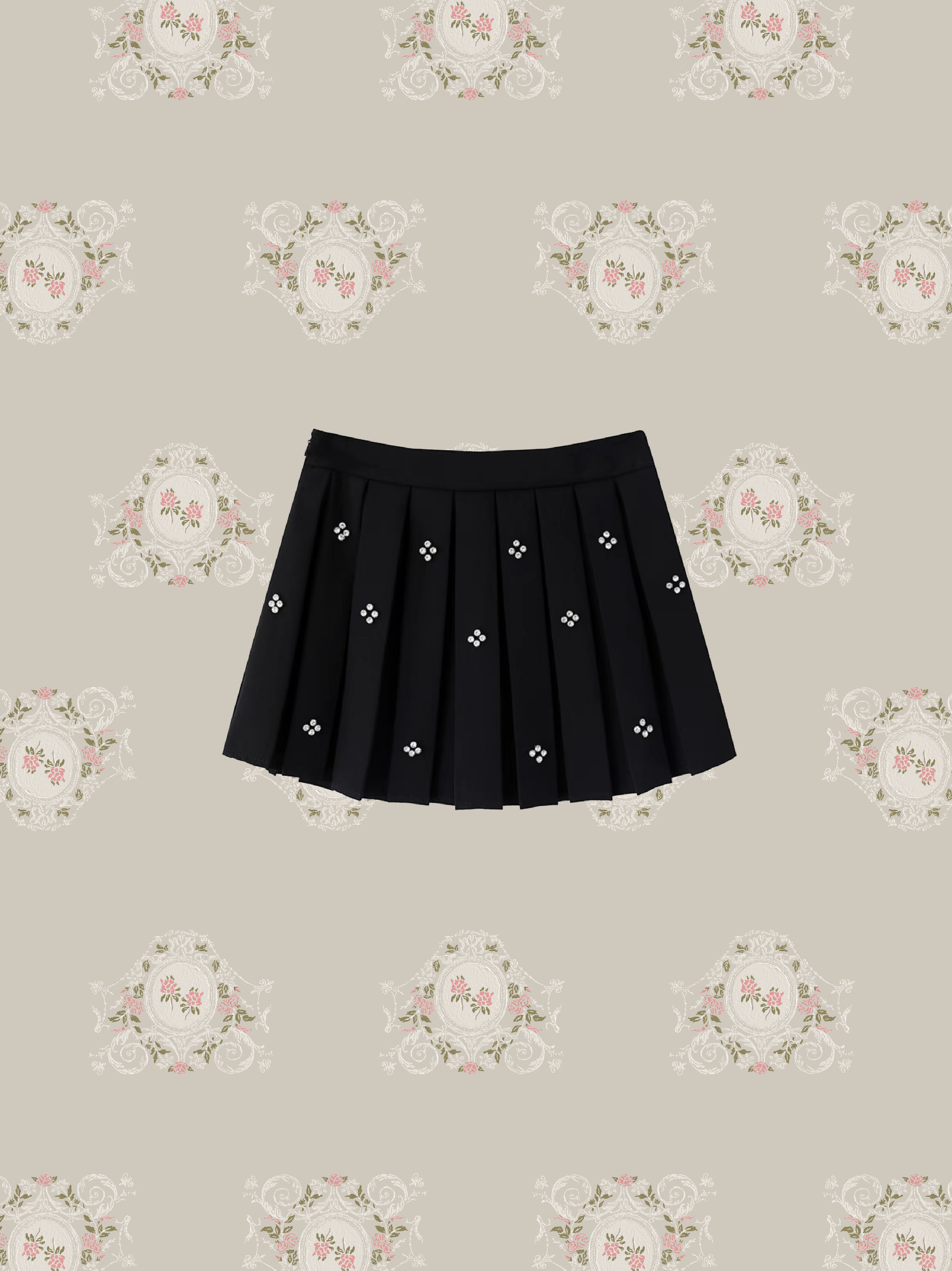 Beading Pleats Mini Skirt ビーズプリーツミニスカート