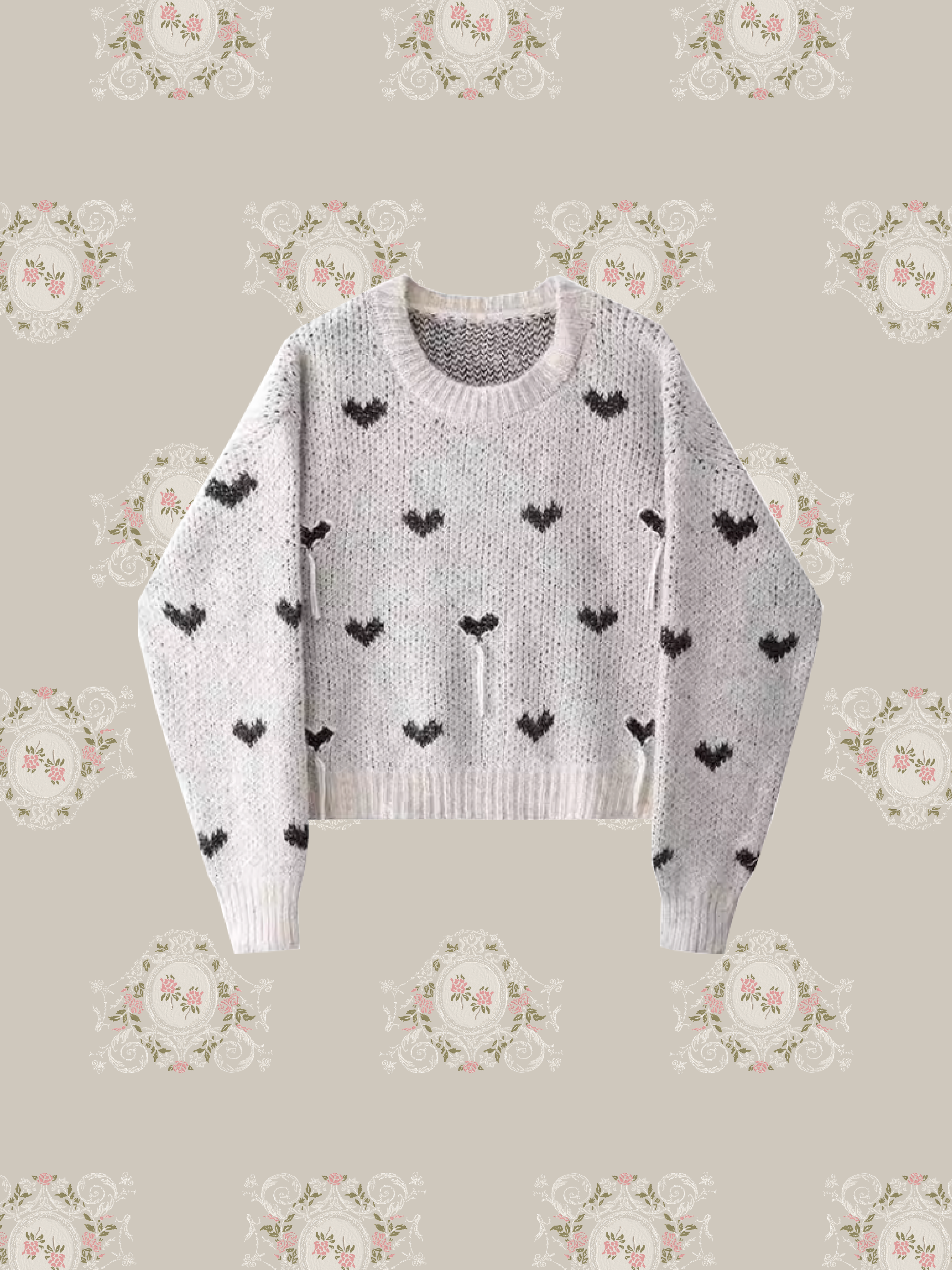 Heart Motif Embroidery Sweater/ハートモチーフ刺繍セーター