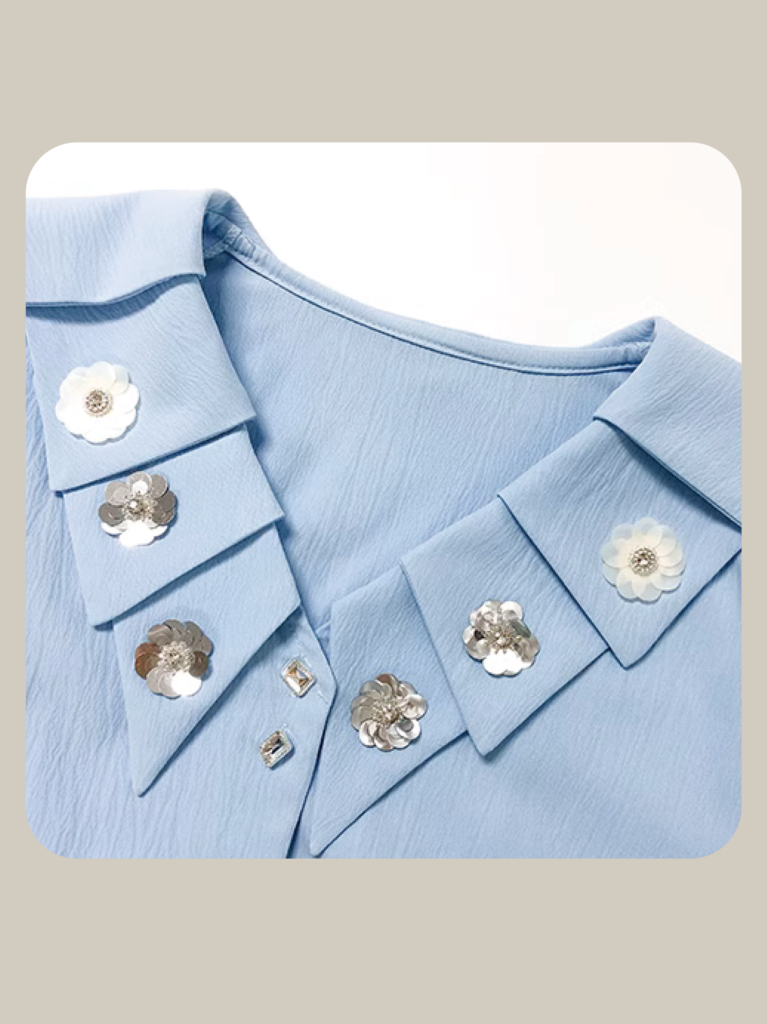 Silver Flower Collar Shirt/シルバー フラワー カラー シャツ
