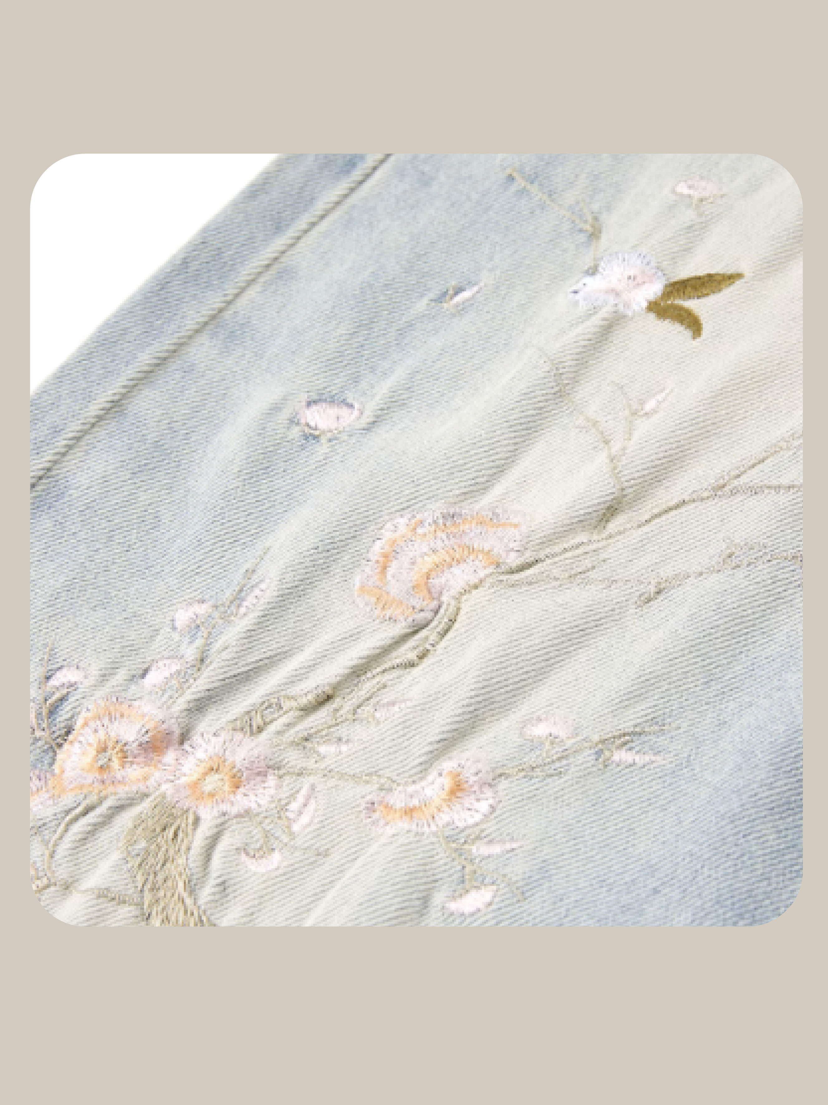 Botanical Embroidery Denim Pants/ボタニカル刺繍デニムパンツ