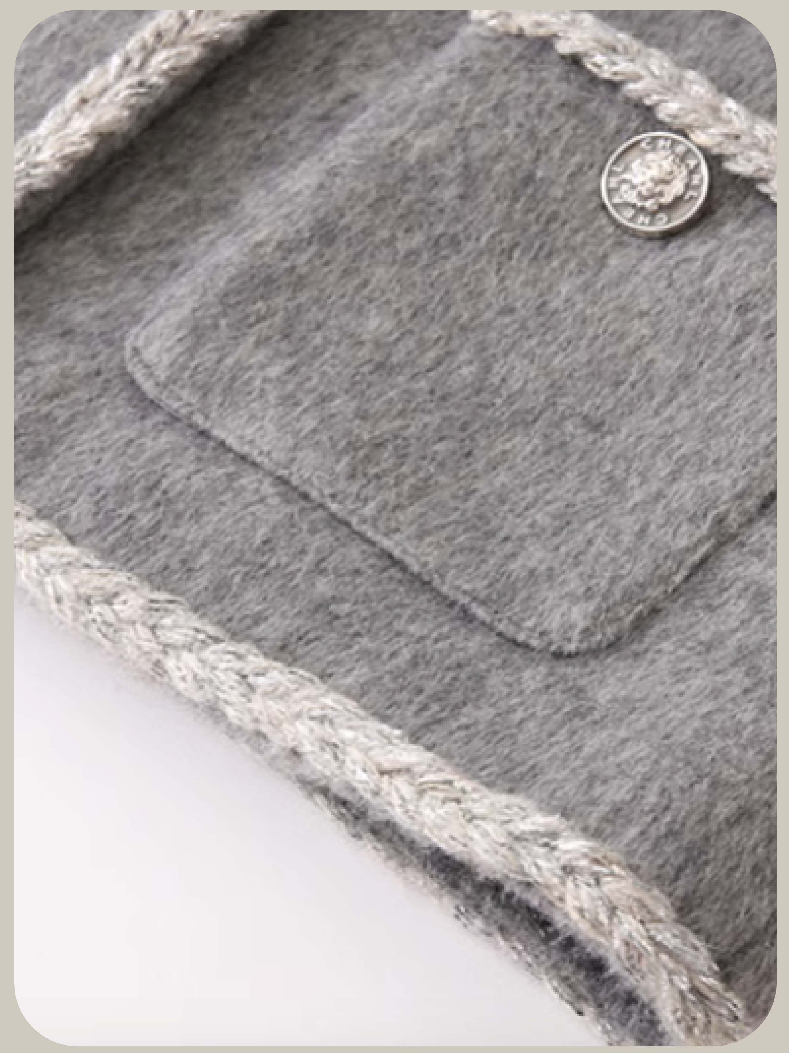 Elegant Round Collar Gray Tweed Coat/エレガントラウンドカラー グレー ツイード コート