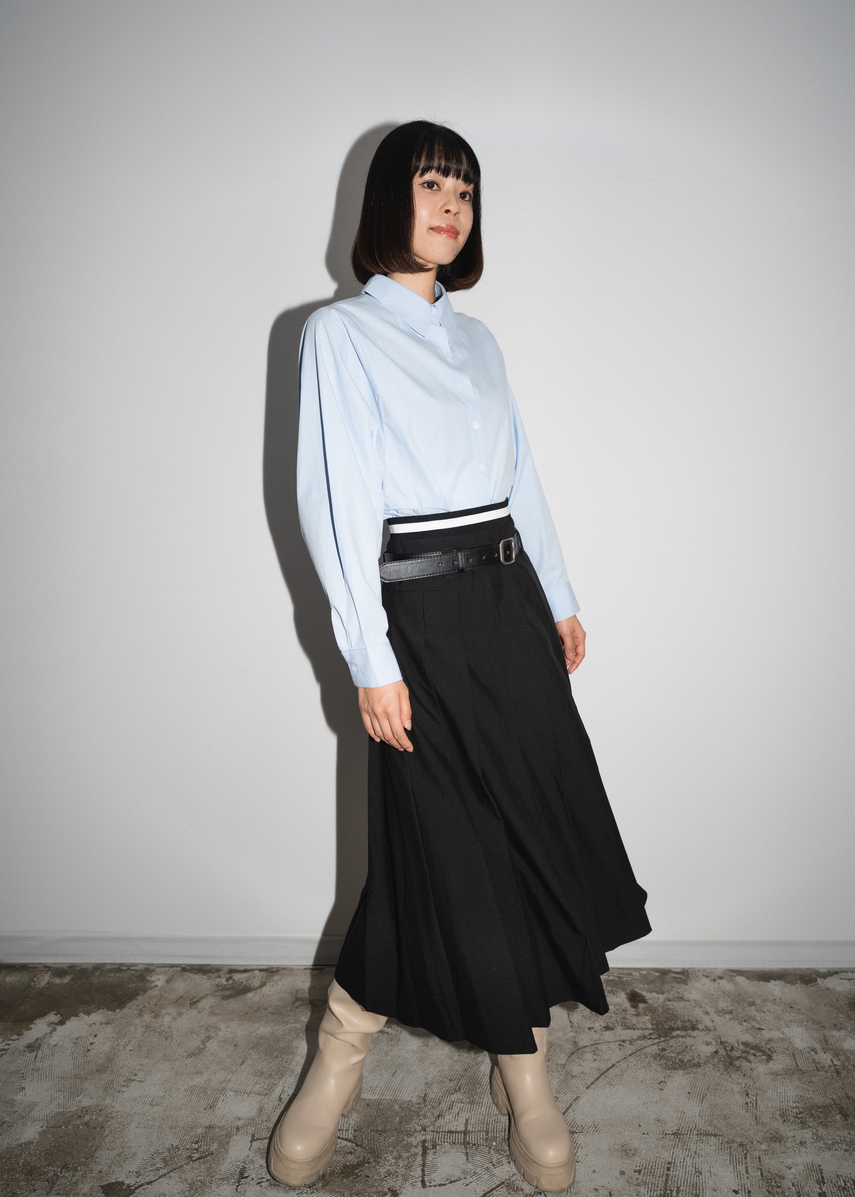 Pleats Skirt With Belt